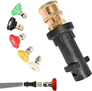 [BEANPRECOY] Pressure Washer Gun Adapter 1/4''Brass Adaptor Quick Connect Washer Gun Adapter with 5 Power Spray Nozzle Tips Sets Electric Power Washer Accessory Part for Karcher K2 K3 K4 K5 K6 K7