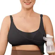 [JOYNCLEON] Wireless Hands-Free Pumping Bra, Adjustable with Extendable Straps and Hook Extender, Comfort Sleep Nursing Bra
