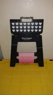 JUICY COUTURE FOLDING STEP STOOL JUICY COUTURE STOOL BLACK BIG JC STEP STOOL