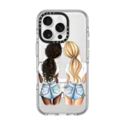 iPhone 16 Pro Clear Case MagSafe Compatible Denim Besties Dark and Blonde BFF Case