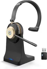 NOTESNEE Bluetooth Headset, V5.3 Wireless Headset with Mic for Work, 45Hrs Comp