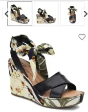 Born Floral Wedge Platform Sandals Size 7 w/ Box Spring Summer Leather
