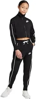 [Nike] Sportswear Big Kids' (Girls') High-Waisted Tracksuit (LG (14-16 Big Kids), Black/White)