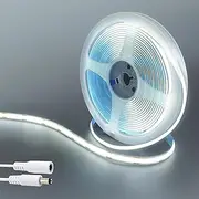 Clearhill 12V COB 480LED Strip Lights,16.4FT/5M（No Power Supply）,Cool White 6500K,480LEDs/M,with 5521DC Male and Female Connectors,8mm Width,IP20,for DIY Home Indoor Decoration
