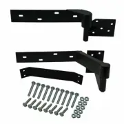 Rising Gate Hinges Right Side Heavy Duty w Support Bracing, Black Powder Coated