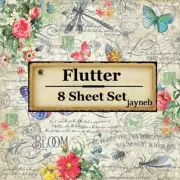 Graphic 45 Flutter Paper (8 Sheets) 12x12 Butterfly, Garden, Flowers
