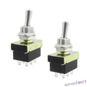 2 Pcs AC 220V 3A Amps ON/ON 2 Position DPDT Toggle Switch