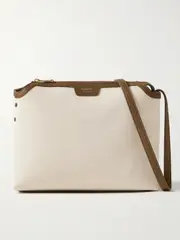 [KHAITE] KHAITE - Lina Medium Textured Leather-trimmed Canvas Shoulder Bag - Cream - One size One size Cream