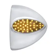 Peterbilt 39 Amber LED Chrome Teardrop Turn Signal Cover - Chrome Lens