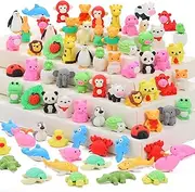 70Pcs Animal Erasers - Desk Pets, 3D Take Apart Pencil Erasers Classroom Rewards,Game Prizes,Treasure Box Party Favors for Kids