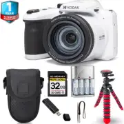Kodak PIXPRO AZ405 Digital Camera (White) + Tripod + Case+ 1 Yr Warranty
