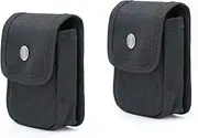 Tintirs 2 Pack EDC Belt Pouches for Men Women, Compact Holster Pouches Waist Bags with Belt Loop for Fishing, Hiking, Camping, Durable Snap Closure, Premium Waxed Canvas, Black Small, Black, Small,