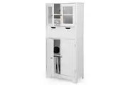 Costway Floor Storage Cabinet Kitchen Pantry Cupboard Multifunctional Organizer w/3-position Shelves & 2 Drawers White
