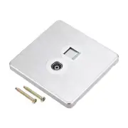 RJ45 CAT6 Socket TV Wall Plate Outlet Silver Tone for Home Office