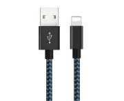 Nylon Charging Cable Fast Charger Braided Cable 2.4A Cord For iPhone iPad-3M Blue Black