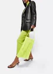Alexander Wang Green Satin & Fringe Shoulder Bag Purse Handbag NIB