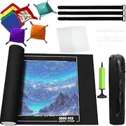 3000 Pieces Jigsaw Puzzle Mat Roll Up Kit with 18 Puzzle Saver Sheets and 6 Hooks Complete Puzzles Storage Solution Puzzle Roll Up Mat 55" x 39" Puzzle Keeper Gifts for Puzzles Lovers (Black)
