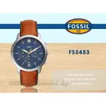 CASIO 時計屋 FOSSIL 手錶 FS5453 三眼石英中性錶 皮革錶帶 咖啡 防水 羅馬數字