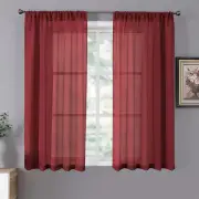 Short Sheer Curtain Linen Textured Bedroom Curtains Sheer Light Filtering Rod Po