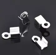 Silver Tone Cord Ends - 9mm x 4mm - 50 Pieces - FD041
