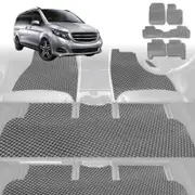 6D Diamond Car Floor Mats for Mercedes-Benz V-Class (3rd Gen, W447)2014-Current-Ultimate Set-Grey-Outback GT