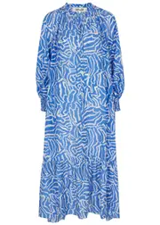 Diane Von Furstenberg Fortina Printed Midi Dress - Blue - L L