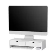 SoBuy Monitor Stand, Monitor Riser, Desk Organiser with Drawers White