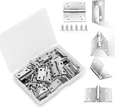 14 Sets Small Hinges with Screws, Stainless Steel Jewelry Box Hinges Silver, 1 i