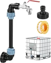 FAOKZE IBC Gooseneck, IBC Tank Accessories with Gooseneck Brass Tap, IBC Gooseneck 3/4 Inch Outlet Tap for Rainwater Tank, Water Barrel, IBC Container, Rain Barrel
