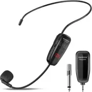 XIAOKOA Wireless Microphone Headset, UHF Head Mic Speaker System, Black-B