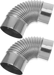 NUOBESTY 2pcs Stainless Steel Stove Elbow Chimney Flue Connection for Camping Stove Leakproof Vent Hoses User Friendly Design for Improved Air and Efficient Extraction