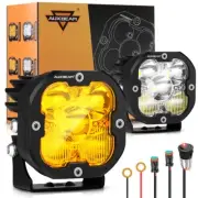 AUXBAEM 3 Inch 80W 9600LM Combo Beam LED Pods Amber&White Offroad Lights 12V-24V