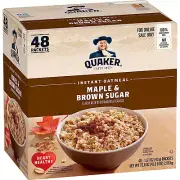 Quaker Instant Oatmeal Maple & Brown Sugar Individual Packets Pack of 48