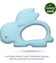 Teething Toy, Bunny Teether for Baby BPA-Free Silicone Free 100% Natural Rubber