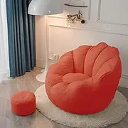 UYSOFRCV Large Beanbag Case, Sack Bean Bag Chair Cover Washable Premium Soft Cotton Linen Highback Lazy Lounger Sofa Cover Seat Recliner for Adults and Kids, with No Filling,Orange red