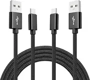 USB C Cable (1M 2-Pack), USB A to USB C Fast Charging Cord Nylon Braided Compatible with Galaxy S25 S24 S23 S22 S21 A51 S10 S9, and Other USB C Devices-Black