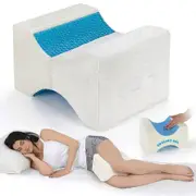 Memory Foam Knee Pillow with Cooling Gel Pregnancy, Spine Alignment and Pain Relief Breathable, Hypoallergenic and Comfortable with Washable Cover