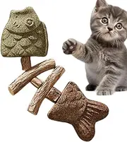 Kitten Chew Toys Teething | Fishbone Teeth Stick - Wooden Interactive Cat Boredom Relief Kitten Teether Chew Toy for Indoor Outdoor Play
