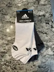 Adidas Men's Compression No Show Socks (6-Pair) Size Large 6-12 White/Grey BWT