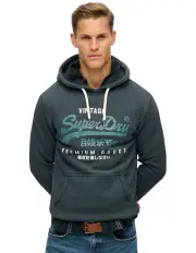 [Superdry] Duo Vintage Logo Hoodie in Jet Black