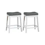 Costway 2x Saddle Bar Stools Padded Barstools 64cm White