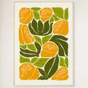 Galrie Vibrant Yellow Bell Pepper Art Print - Abstract Kitchen Wall Decor, Wood Frame, A1 60 x 84cm (23 x 33inch)