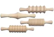 Creativity Street, 6" Wood Rolling Pins 4/Pkg-Assorted pattern for Modeling Clay
