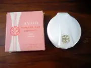Vintage Avon Foundation Compact Powder Pak Mirror Silver Mist in Box Collectible