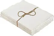 WSICSE 25 Sheets Watercolor Paper 300gsm Deckled Edge Paper 7.5 x 11.5inch Rough/Textured Handmade Paper Cotton Paper Ivory White Textured Paper Watercolor, Writing Calligraphy, Invitations, Letters