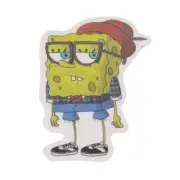 Spongebob Squarepants Hipster Beard Feather Hat Denim Shorts Plaid Sticker
