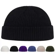 Solid Color Light Panel Beanie Unisex Autumn Winter Knit Hat For Women & Men