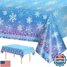 2 Pcs Winter Snowflake Tablecloth Plastic - Disposable Frozen Table Cloth, Pu