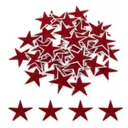 5Star Iron on Patches Embroidered Sew Patch Appliques Dark Red 50pcs