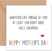 Felbridge Studio - Funny Mothers Day Card - Mother's Day Cards For Mum Mummy Ma Mammy Mother s - From Son Daughter Both of Us Wife - Gift Present Silly Humour Foster Step 1st Idea Decorations - 14cm
